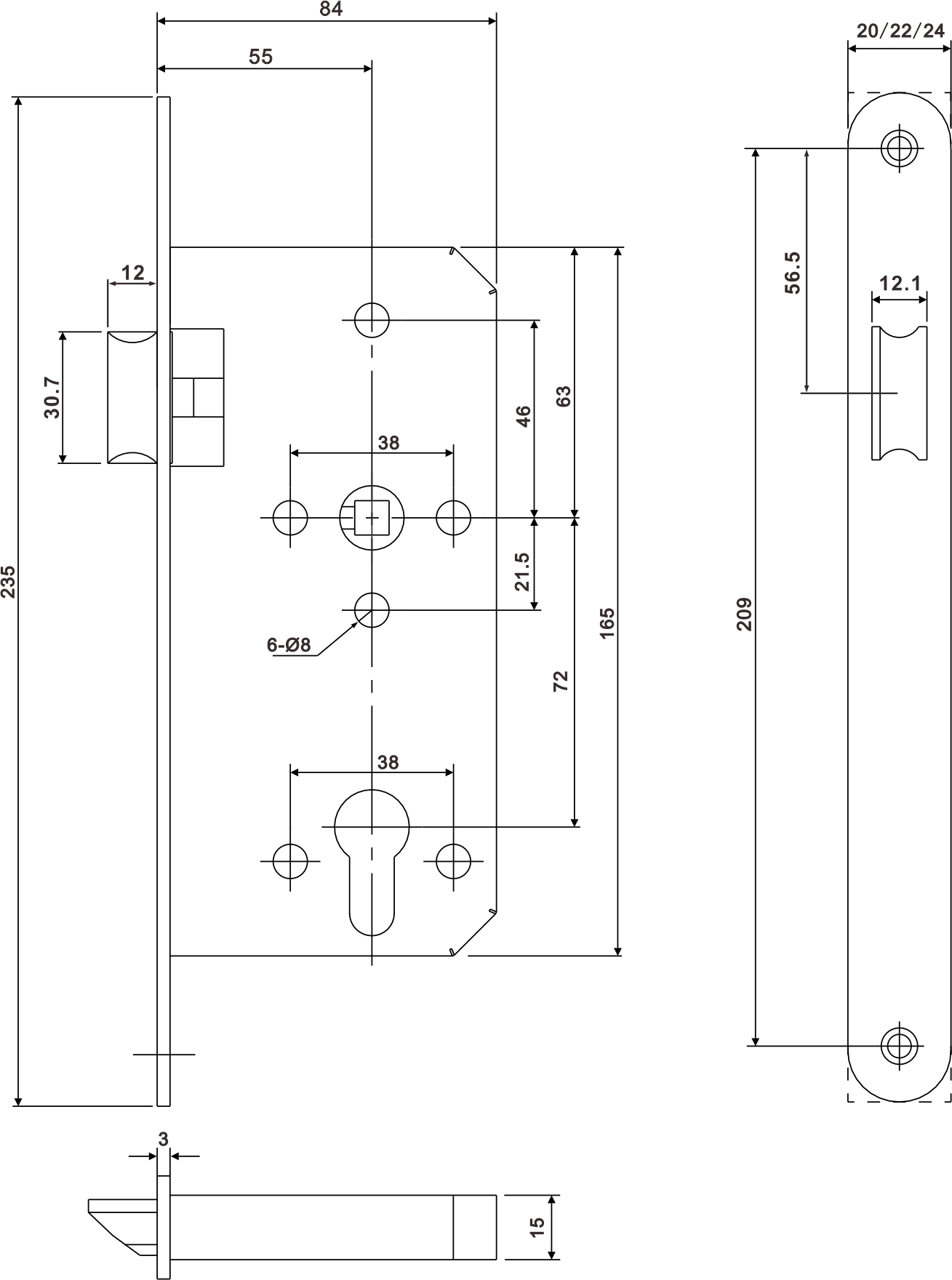CE Menandai Fire Rated Best European Commercial Exterior Door Lock Latch Passage Mortise Lockset