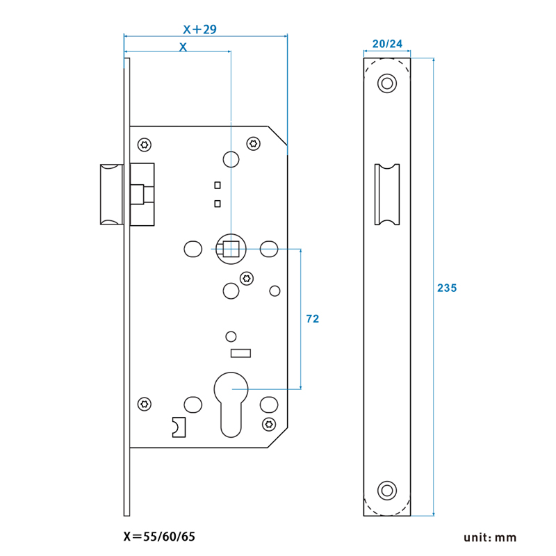 Bagian mortise lock 72zl