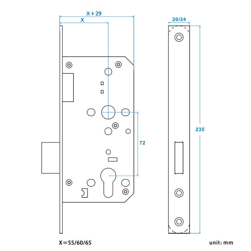 Deadbolt mortise lock 72zd