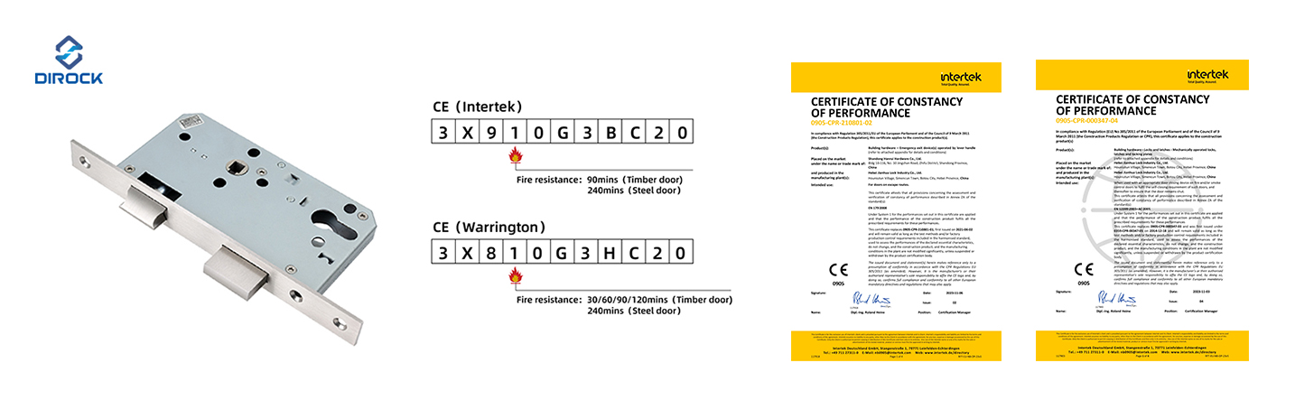 Kunci mortice dengan rating api DIROCK CE