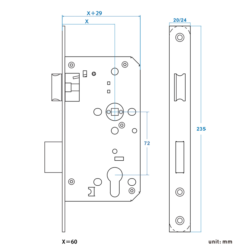 Escape Mortise Lock 72ze