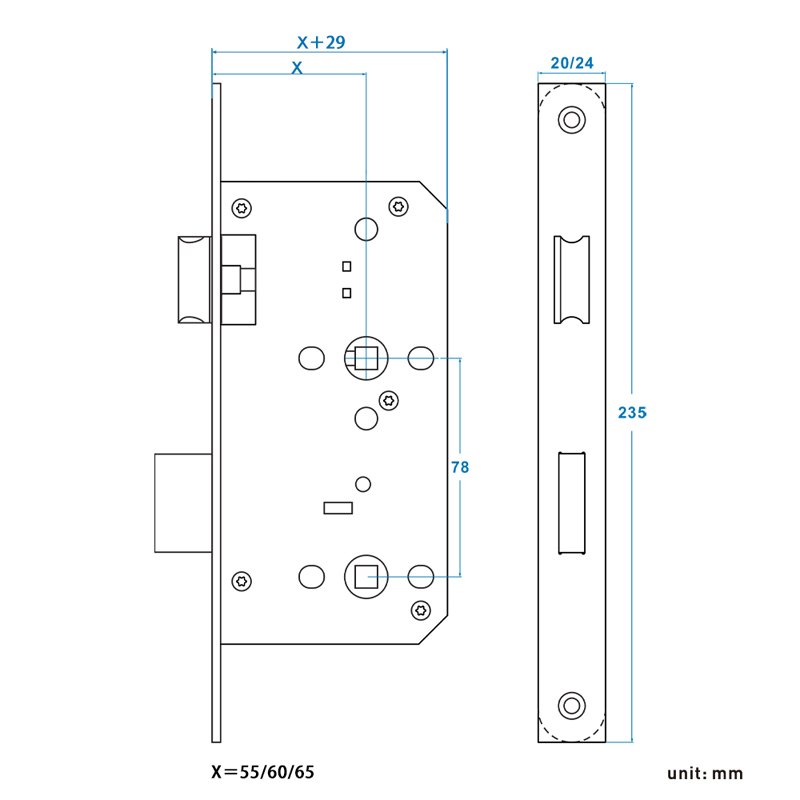 Kamar mandi mortise lock 78zwc